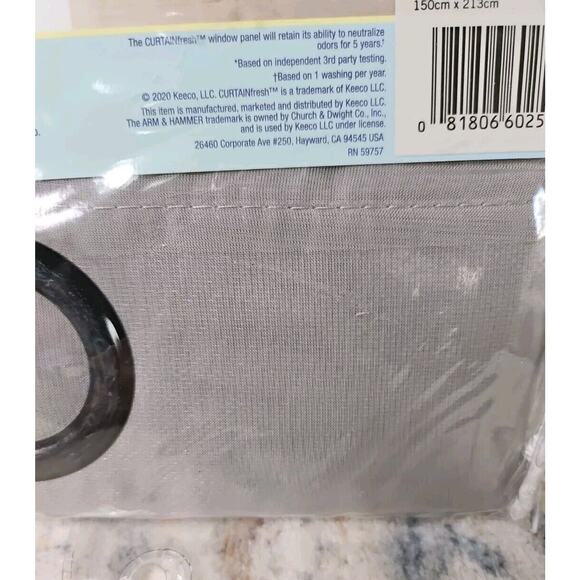 Curtain Fresh Arm & Hammer Grommet Voile Odor Neutralizing 59 x 84 Panel Grey - Picture 4 of 6